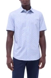 Bugatchi Short Sleeve Button-up Shirt In Blue