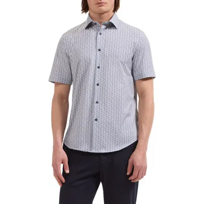 Bugatchi Miles Ooohcotton® Print Short Sleeve Button-up Shirt In Blue