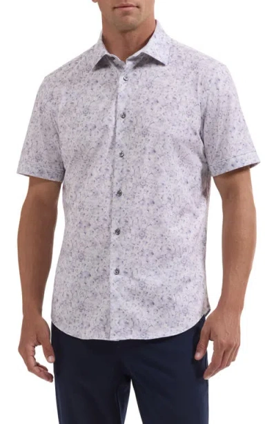 Bugatchi Miles Ooohcotton® Print Short Sleeve Button-up Shirt In Purple