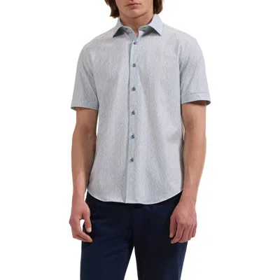 Bugatchi Miles Ooohcotton® Print Short Sleeve Button-up Shirt In Gray
