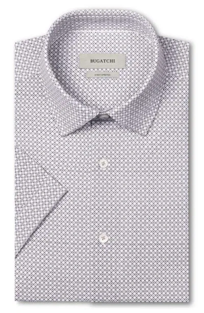 Bugatchi Miles Ooohcotton® Print Short Sleeve Button-up Shirt In White