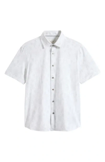 Bugatchi Miles Ooohcotton® Printed Short Sleeve Button-up Shirt In White