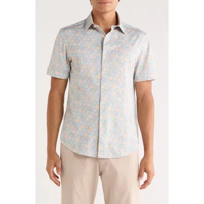 Bugatchi Miles Ooohcotton® Short Sleeve Button-up Shirt In Gray