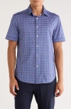 Bugatchi Miles Ooohcotton® Short Sleeve Button-up Shirt In Blue