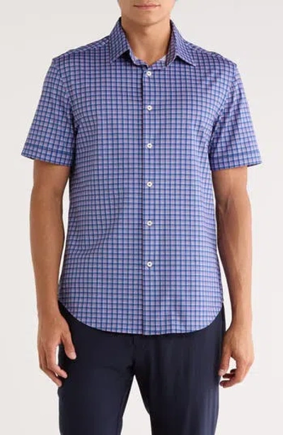 Bugatchi Miles Ooohcotton® Short Sleeve Button-up Shirt In Blue