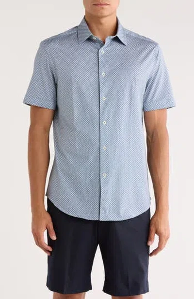 Bugatchi Miles Ooohcotton® Short Sleeve Button-up Shirt In Blue