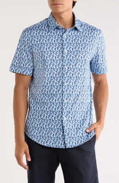 Bugatchi Miles Ooohcotton® Short Sleeve Button-up Shirt In Blue