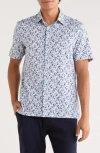 Bugatchi Miles Ooohcotton® Short Sleeve Button-up Shirt In Blue