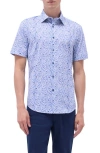 Bugatchi Miles Ooohcotton® Short Sleeve Button-up Shirt In Classic Blue