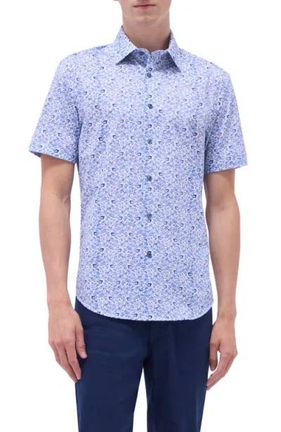 Bugatchi Miles Ooohcotton® Short Sleeve Button-up Shirt In Classic Blue