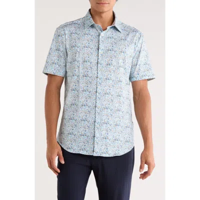 Bugatchi Miles Ooohcotton® Short Sleeve Button-up Shirt In Green