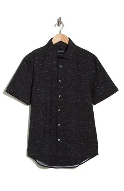 Bugatchi Miles Ooohcotton® Solid Short Sleeve Button-up Shirt In Black