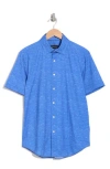 Bugatchi Miles Ooohcotton® Solid Short Sleeve Button-up Shirt In Classic Blue