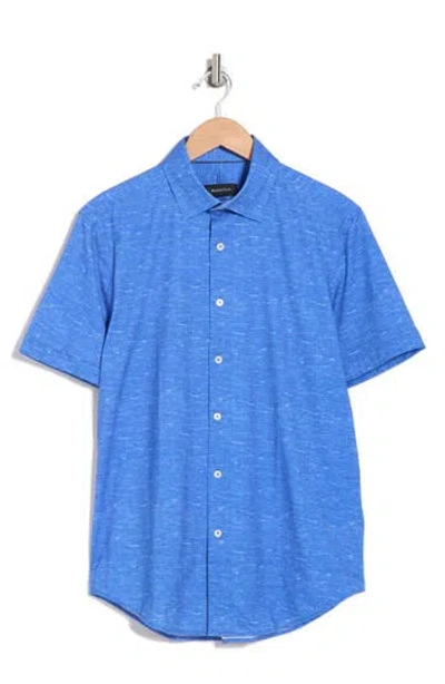 Bugatchi Miles Ooohcotton® Solid Short Sleeve Button-up Shirt In Classic Blue