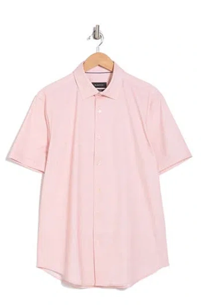 Bugatchi Miles Ooohcotton® Solid Short Sleeve Button-up Shirt In Dusty Pink