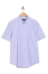 Bugatchi Miles Ooohcotton® Solid Short Sleeve Button-up Shirt In Blue