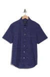 Bugatchi Miles Ooohcotton® Solid Short Sleeve Button-up Shirt In Midnight