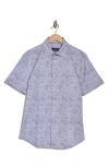 Bugatchi Miles Ooohcotton® Solid Short Sleeve Button-up Shirt In Navy