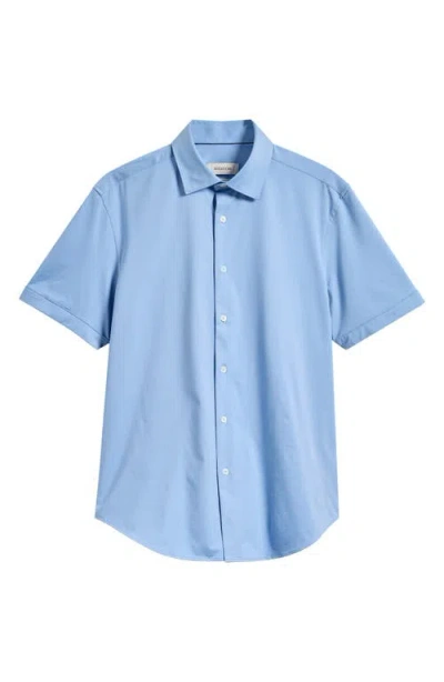 Bugatchi Miles Ooohcotton® Solid Short Sleeve Button-up Shirt In Blue