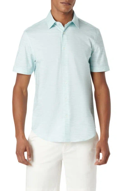 Bugatchi Miles Ooohcotton® Space Dye Print Short Sleeve Button-up Shirt In Mint