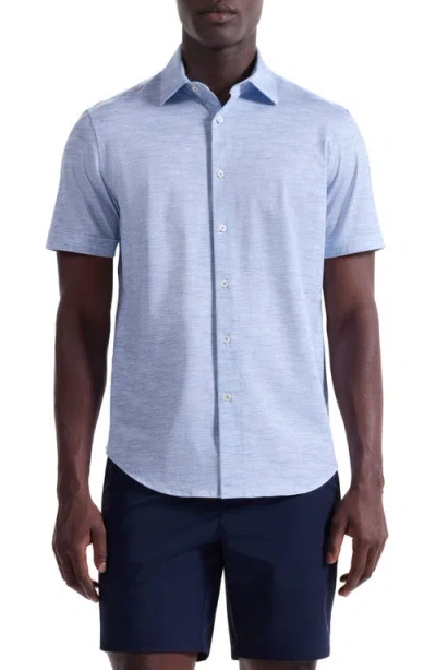 Bugatchi Miles Ooohcotton® Space Dye Short Sleeve Button-up Shirt In Blue