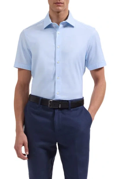 Bugatchi Miles Ooohcotton® Space Dye Short Sleeve Button-up Shirt In Blue