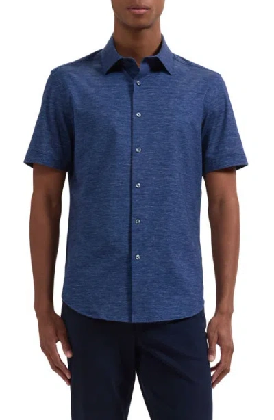 Bugatchi Miles Ooohcotton® Space Dye Short Sleeve Button-up Shirt In Blue