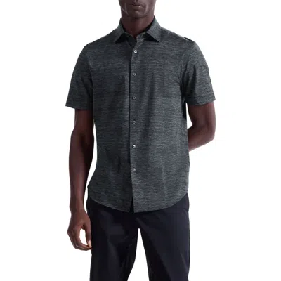 Bugatchi Miles Ooohcotton® Space Dye Short Sleeve Button-up Shirt In Gray