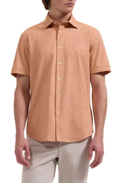Bugatchi Miles Ooohcotton® Space Dye Short Sleeve Button-up Shirt In Orange