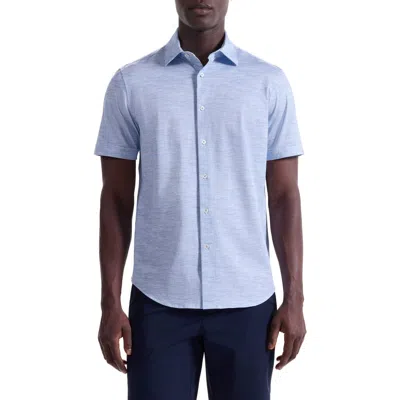 Bugatchi Miles Ooohcotton® Space Dye Short Sleeve Button-up Shirt In White