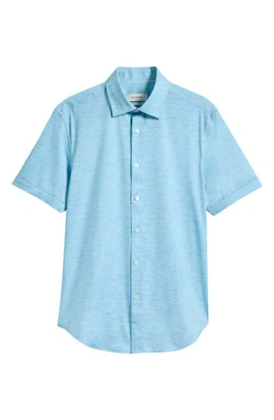 Bugatchi Miles Ooohcotton® Space Dye Short Sleeve Button-up Shirt In Blue