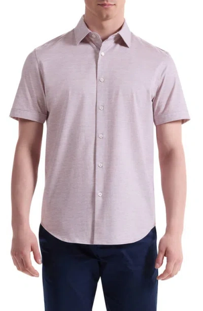 Bugatchi Miles Ooohcotton® Space Dye Short Sleeve Button-up Shirt In Pink