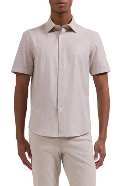 Bugatchi Miles Ooohcotton® Space Dye Short Sleeve Button-up Shirt In Pink