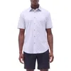 Bugatchi Miles Ooohcotton® Whiskey Print Short Sleeve Button-up Shirt In Platinum