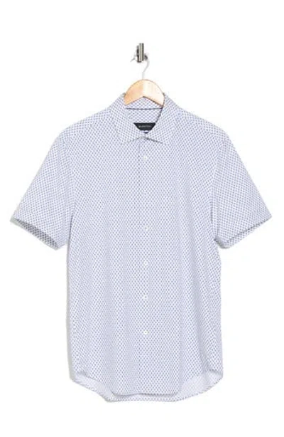 Bugatchi Miles Short Sleeve 8-way Stretch Ooohcotton® Button-up Shirt In Gray