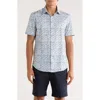 Bugatchi Miles Short Sleeve 8-way Stretch Ooohcotton® Button-up Shirt In Green