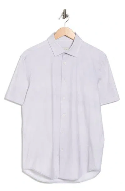 Bugatchi Miles Short Sleeve 8-way Stretch Ooohcotton® Button-up Shirt In Silver