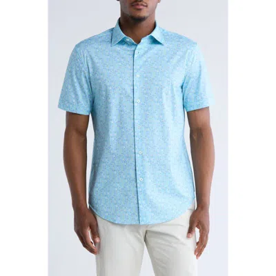Bugatchi Miles Short Sleeve Stretch Cotton Button-up Shirt