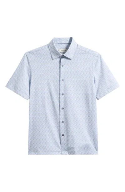 Bugatchi Milo Ooohcotton® Abstract Print Short Sleeve Button-up Shirt In Blue