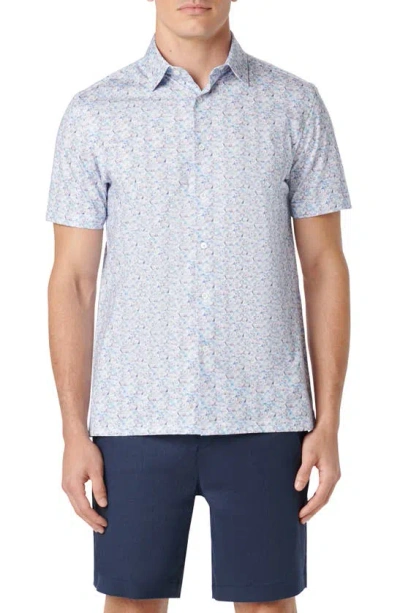 Bugatchi Milo Ooohcotton® Floral Short Sleeve Button-up Shirt In Air Blue