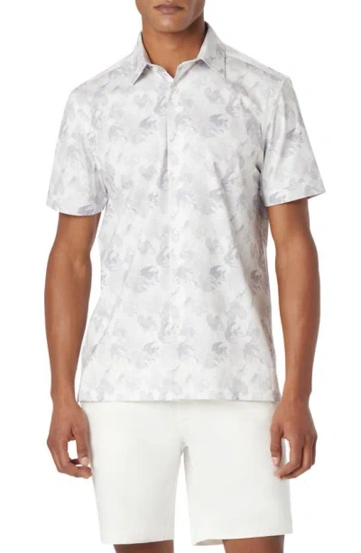 Bugatchi Milo Ooohcotton® Floral Short Sleeve Button-up Shirt In Platinum