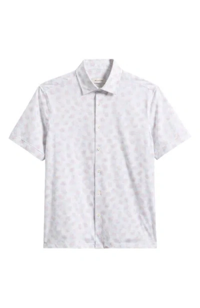 Bugatchi Milo Ooohcotton® Palm Leaf Print Short Sleeve Button-up Shirt In White