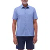 Bugatchi Milo Ooohcotton® Print Short Sleeve Button-up Shirt In Cobalt