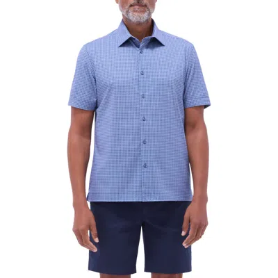 Bugatchi Milo Ooohcotton® Print Short Sleeve Button-up Shirt In Cobalt