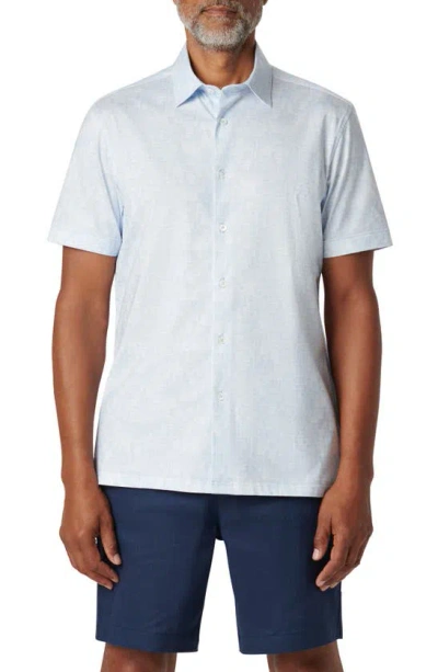 Bugatchi Milo Ooohcotton® Print Short Sleeve Button-up Shirt In Sky