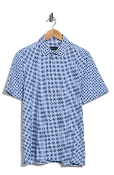 Bugatchi Milo Short Sleeve 8-way Stretch Ooohcotton® Button-up Shirt In Blue