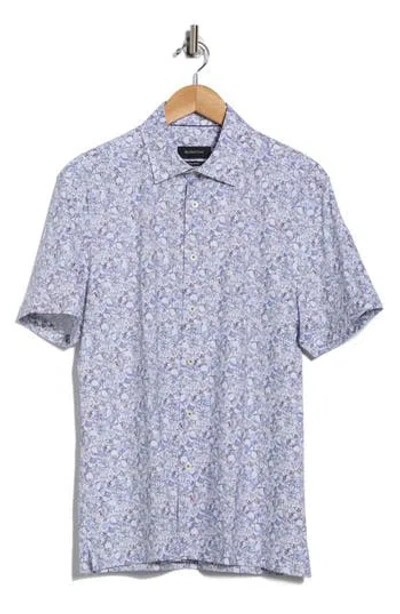 Bugatchi Milo Short Sleeve 8-way Stretch Ooohcotton® Button-up Shirt In Gray