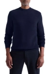 Bugatchi Mixed Stitch Cotton Crewneck Sweater In Blue