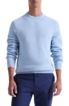 Bugatchi Mixed Stitch Cotton Crewneck Sweater In Blue