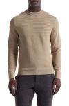 Bugatchi Mixed Stitch Cotton Crewneck Sweater In Neutral